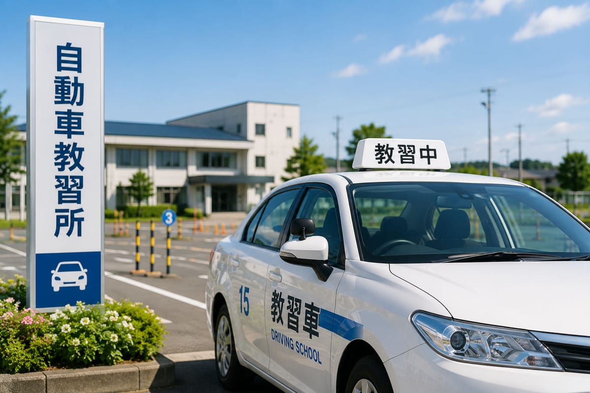完全失効時の教習所通学イメージ(教習所の看板 or 教習車の写真)