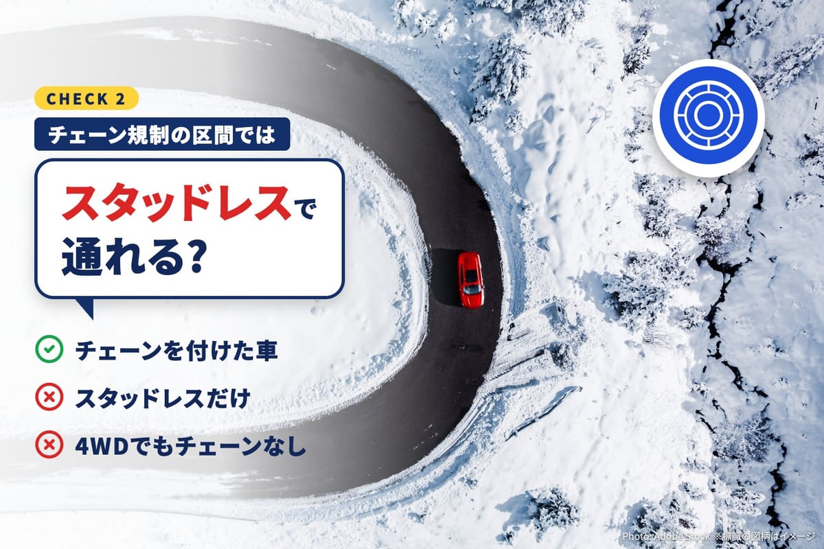 「タイヤチェーンを取り付けていない車両通行止め」の規制標識